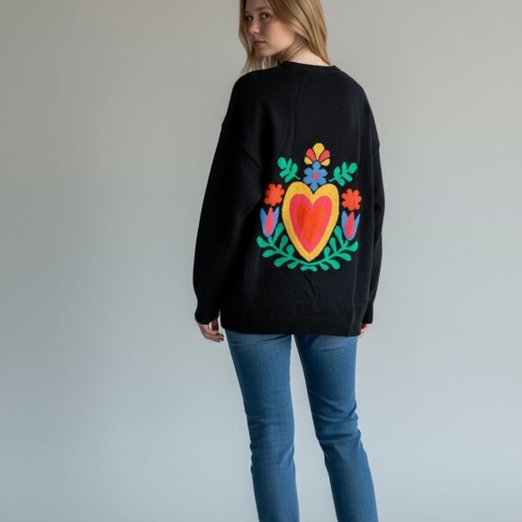 BOUTIQUE HEART INTARSIA OPEN CARDIGAN SWEATER - Picture 3 of 7